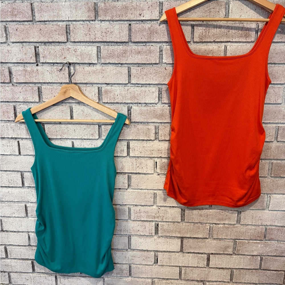 Old Navy Women's Maternity Tank Tops - Vibrant Orange and Teal